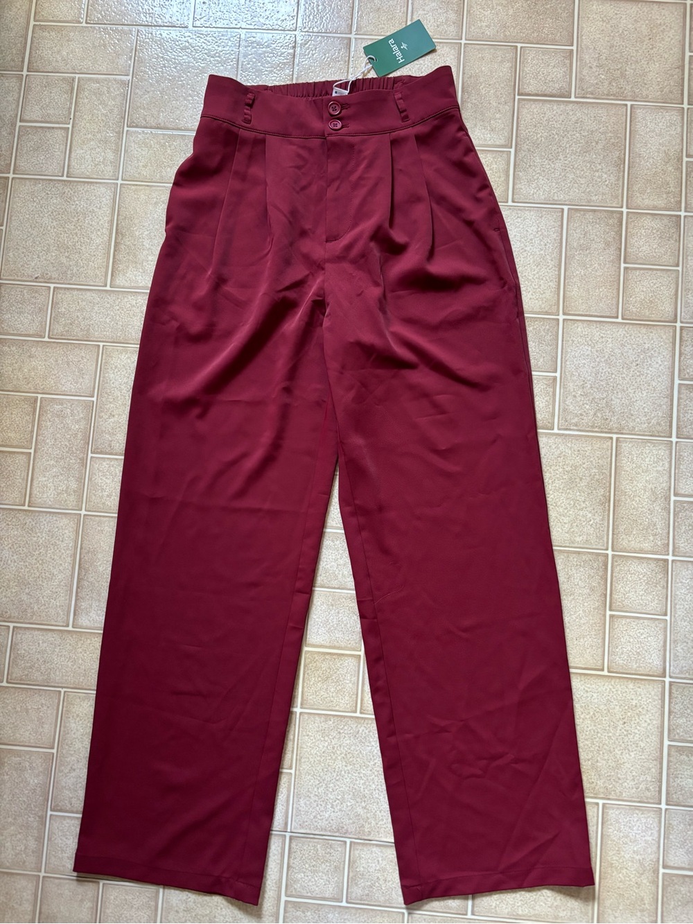 HALARA Burgundy High-Waist Wide-Leg Trousers